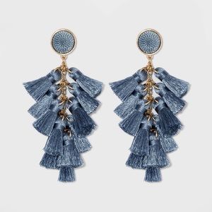 Blue Multi Tassel Stud Drop Earrings Baublebar